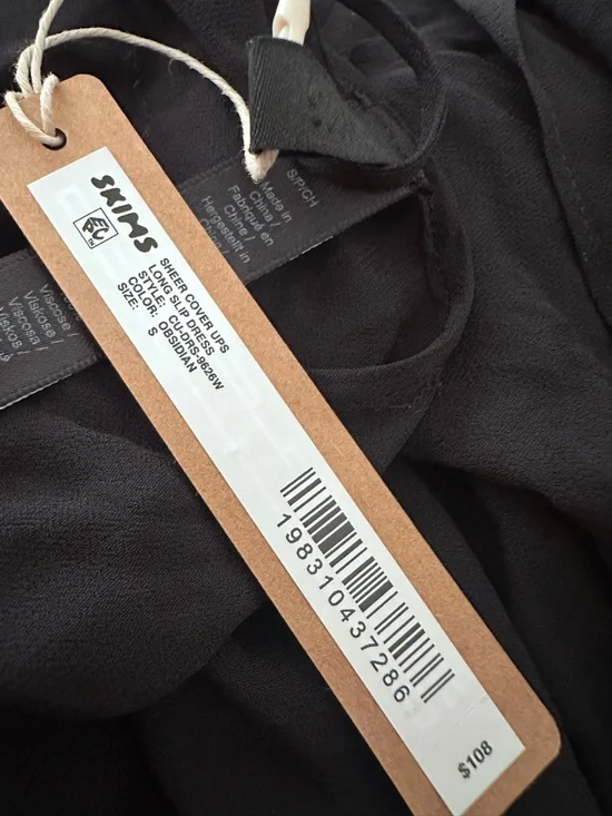 Skims sheer cover ups long slip dress onyx small nwt🖤 - Picture 5 of 5